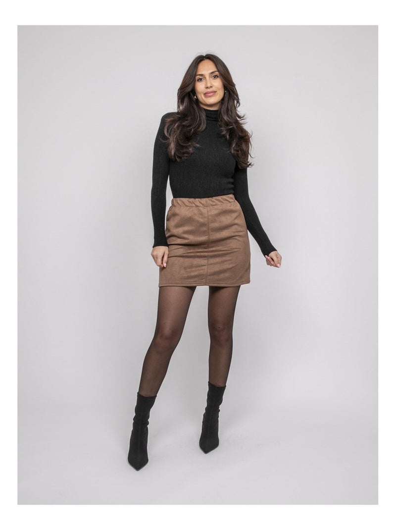 Jupe courte en su?dine XERTINA Marron - Kiabi