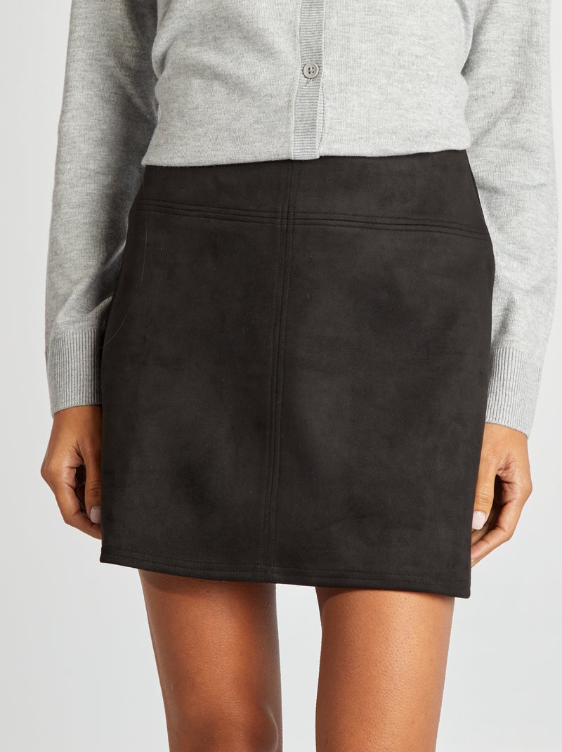 Jupe courte en suédine noir - Kiabi
