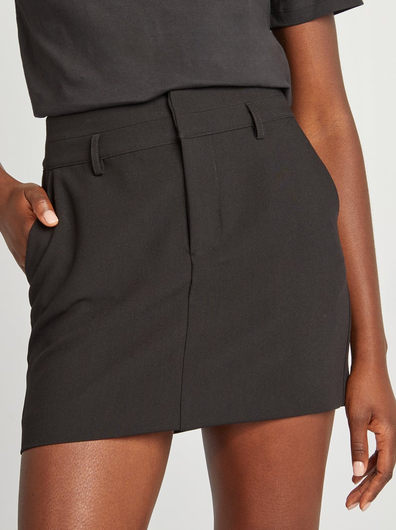 Jupe courte esprit tailleur Noir - Kiabi