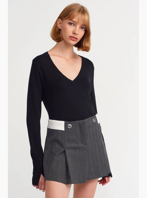 Jupe courte plissée à taille haute avec ceinture dilvin - Kiabi