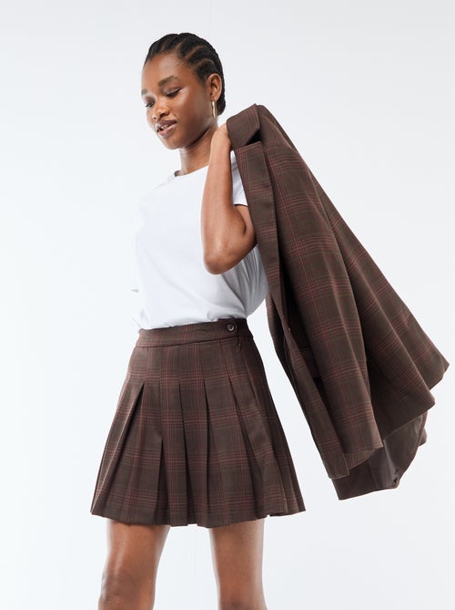 Jupe courte plissée zippée - Kiabi