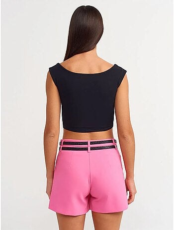 Jupe courte skater taille haute avec ceinture dilvin