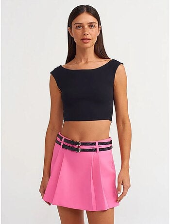 Jupe courte skater taille haute avec ceinture dilvin