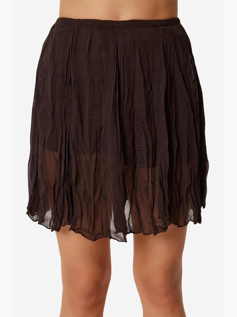 Jupe courte texturée à taille élastique istanbul Marron chocolat - Kiabi
