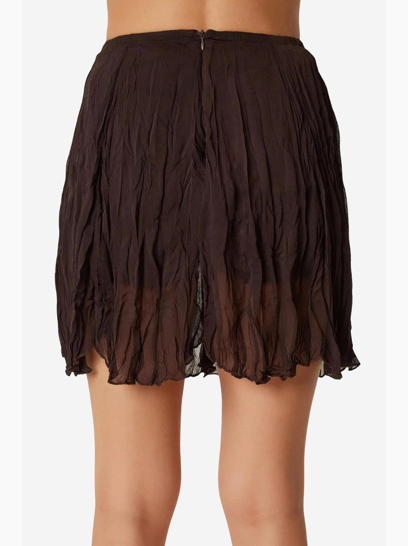 Jupe courte texturée à taille élastique istanbul Marron chocolat - Kiabi