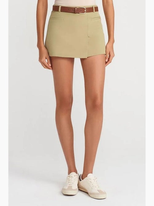 Jupe courte trapèze à taille haute avec ceinture dilvin - Kiabi