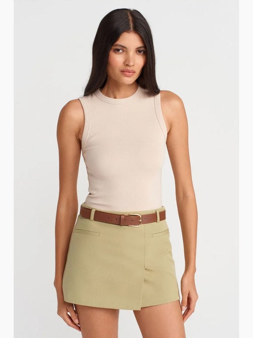 Jupe courte trapèze à taille haute avec ceinture dilvin - Kiabi