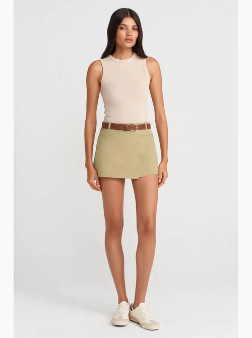 Jupe courte trapèze à taille haute avec ceinture dilvin - Kiabi