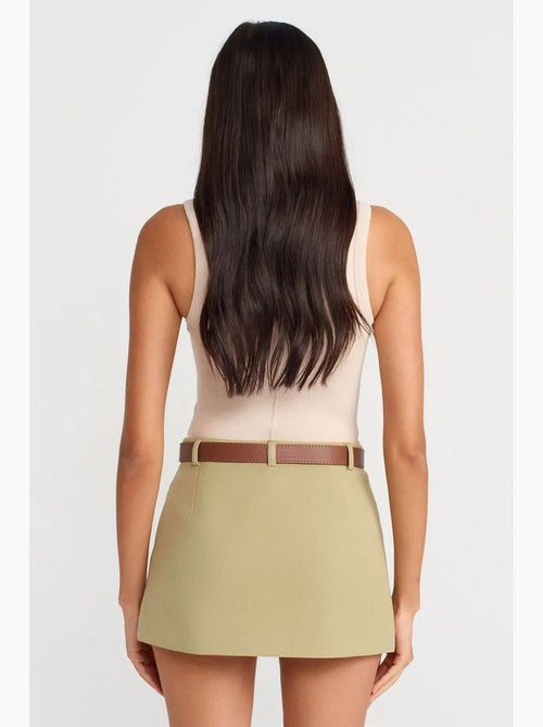 Jupe courte trapèze à taille haute avec ceinture dilvin - Kiabi