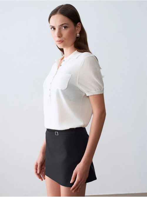 Jupe courte trapèze taille haute avec ceinture dilvin - Kiabi