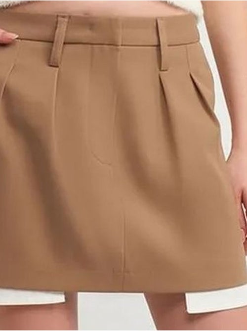 Jupe courte trapèze taille haute avec poche dilvin - Kiabi