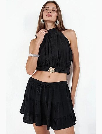 Jupe courte trapèze taille haute busem