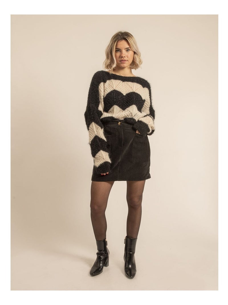 Jupe courte velours cotelé xylidine Noir - Kiabi