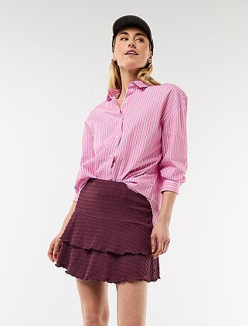 Jupe courte volantée en maille crinckle