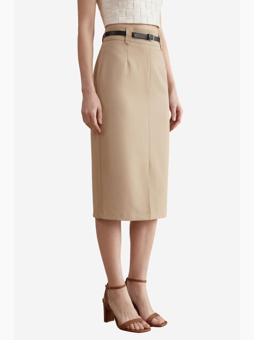Jupe crayon midi taille haute avec fente my fashion - Kiabi