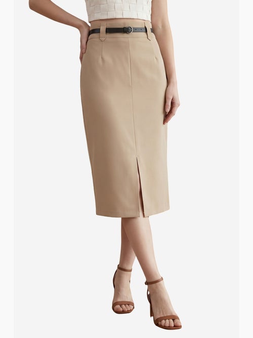 Jupe crayon midi taille haute avec fente my fashion - Kiabi