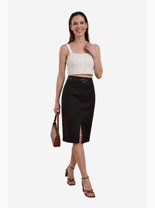 Jupe crayon midi taille haute avec fente my fashion - Kiabi