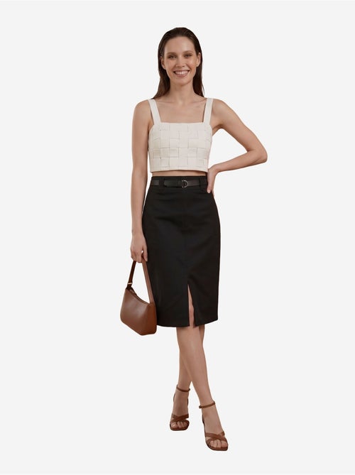 Jupe crayon midi taille haute avec fente my fashion - Kiabi