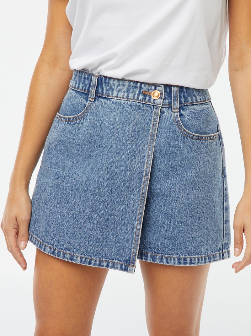 Jupe culotte courte en denim Bleu - Kiabi