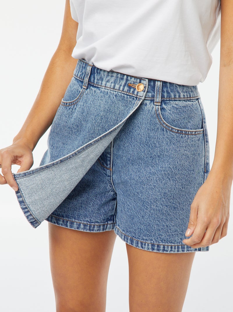 Jupe culotte courte en denim Bleu - Kiabi