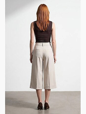 Jupe-culotte taille haute en crêpe dilvin