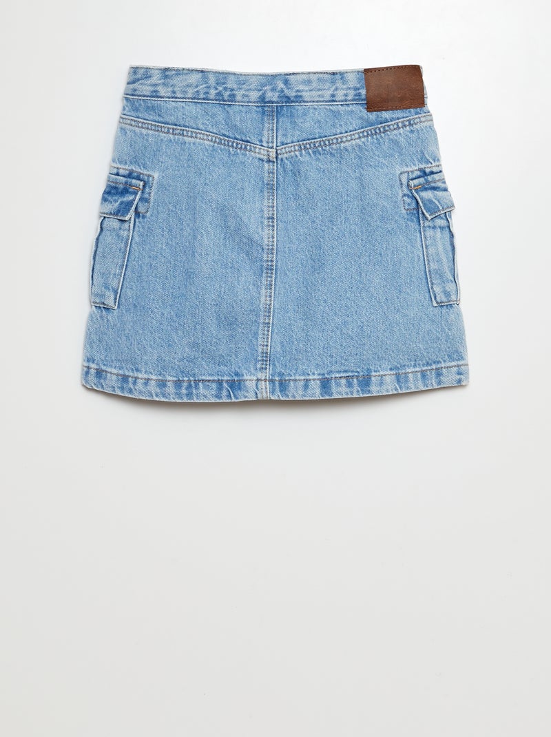 Jupe denim avec poches à rabat Bleu - Kiabi