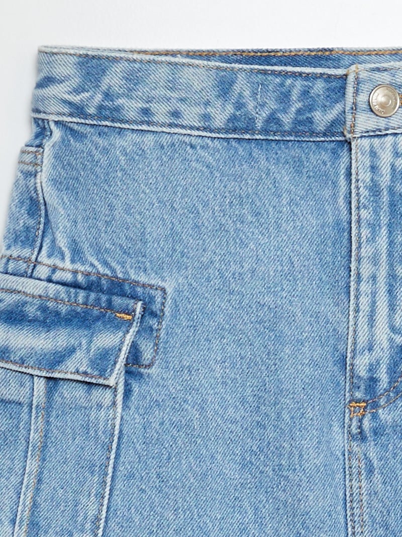 Jupe denim avec poches à rabat Bleu - Kiabi