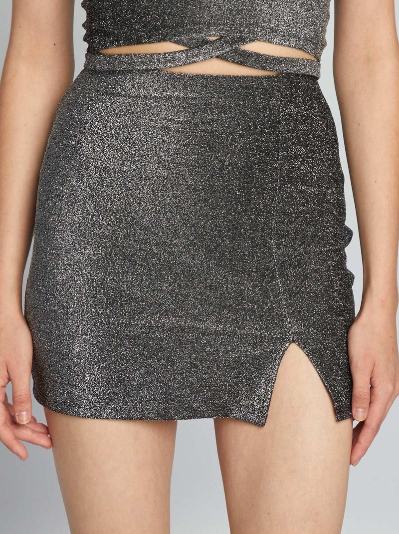 Jupe droite en maille bisou Gris - Kiabi