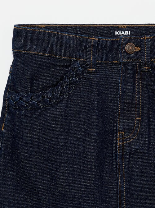 Jupe en denim avec poches tressées - Kiabi