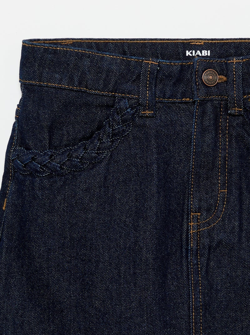 Jupe en denim avec poches tressées Bleu - Kiabi