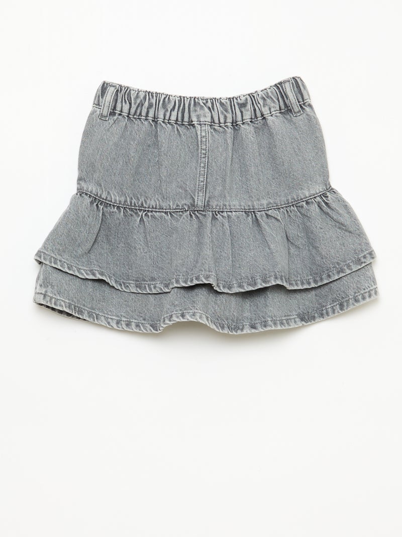 Jupe en denim avec volants Gris - Kiabi