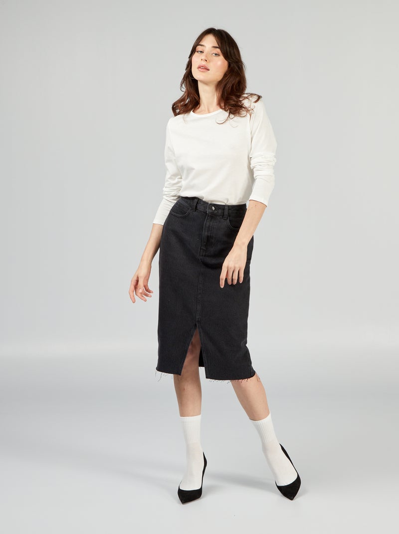 Jupe en denim Noir - Kiabi