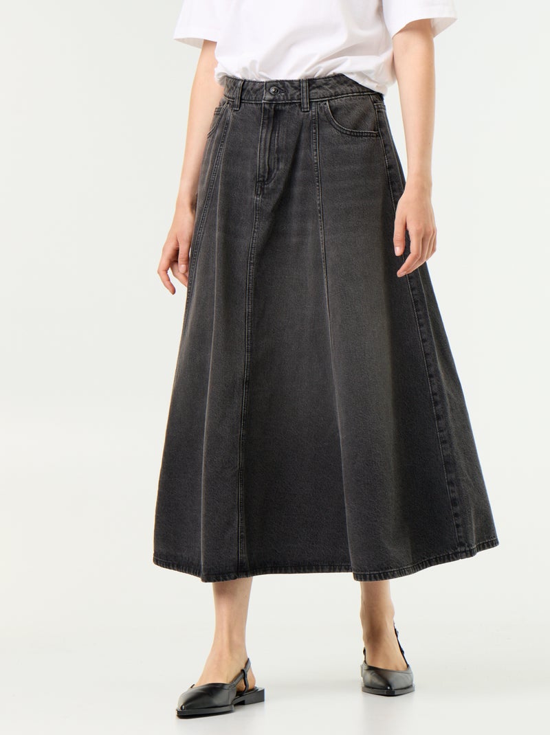 Jupe en denim Noir - Kiabi