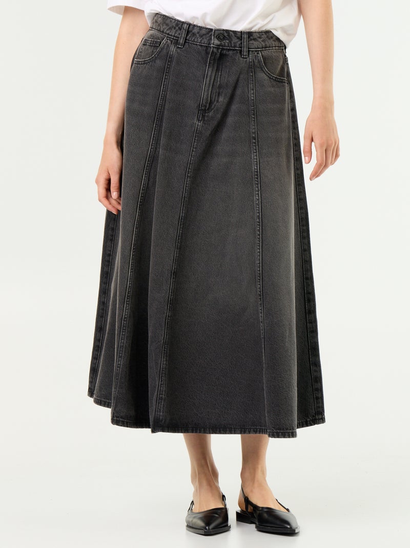 Jupe en denim Noir - Kiabi