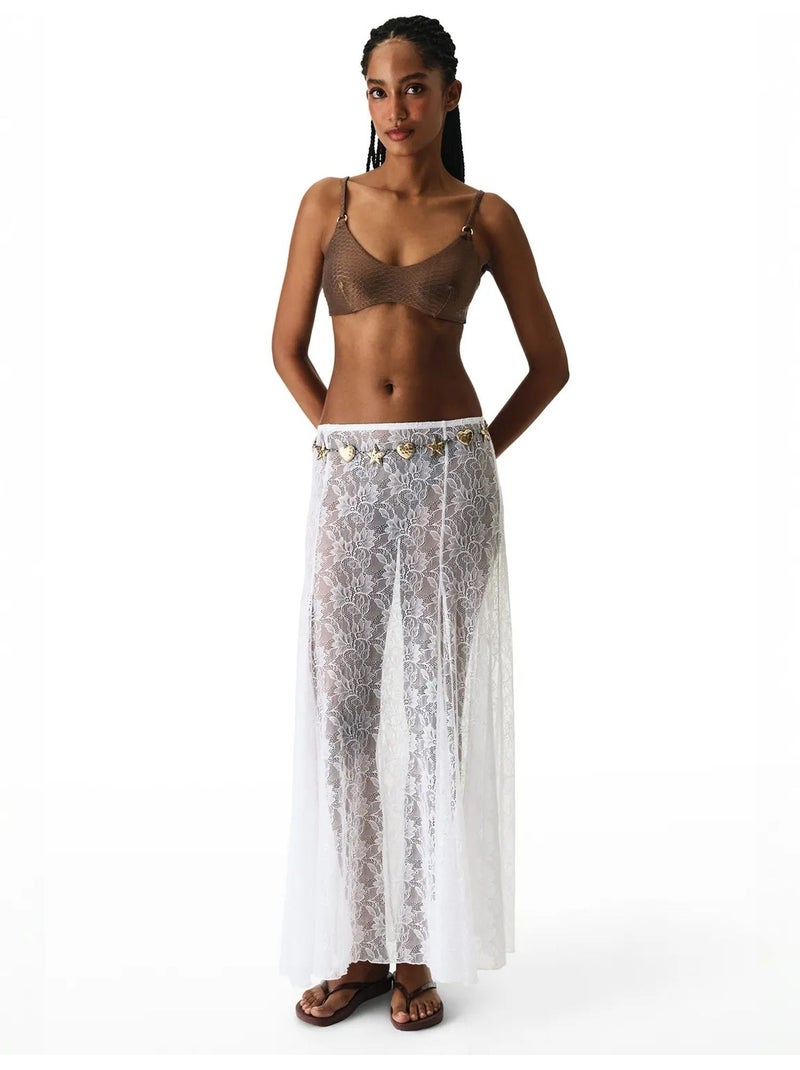 Jupe en dentelle femme penti Blanc - Kiabi