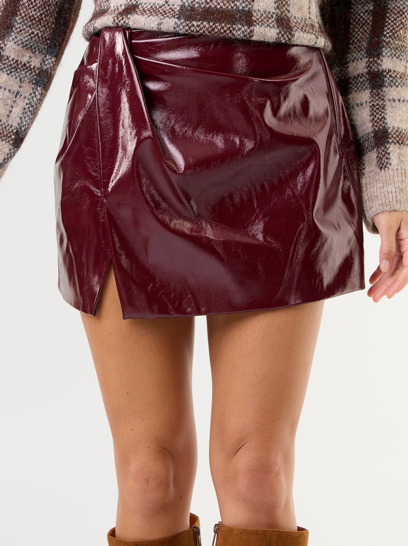 Jupe en faux cuir verni Rouge - Kiabi