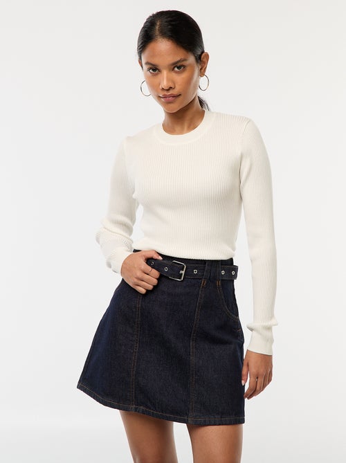 Jupe en jean avec ceinture à boucle - Kiabi