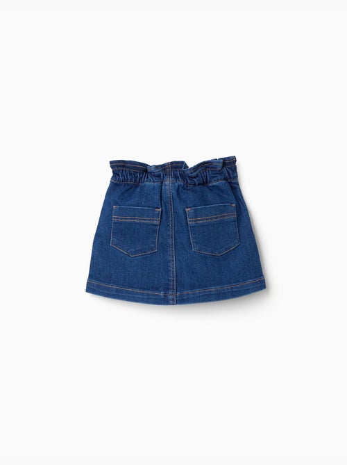 Jupe en jean avec taille paperbag et poches - Kiabi