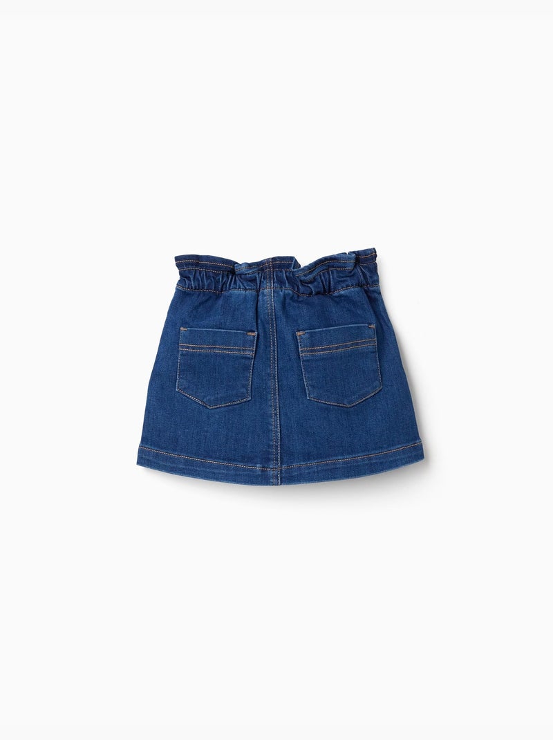 Jupe en jean avec taille paperbag et poches Bleu Bleu - Kiabi