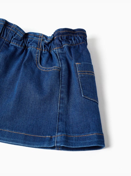 Jupe en jean avec taille paperbag et poches - Kiabi