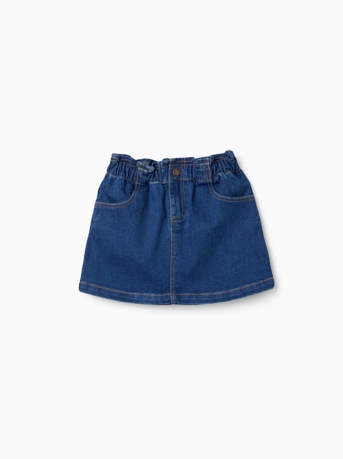 Jupe en jean avec taille paperbag et poches - Kiabi