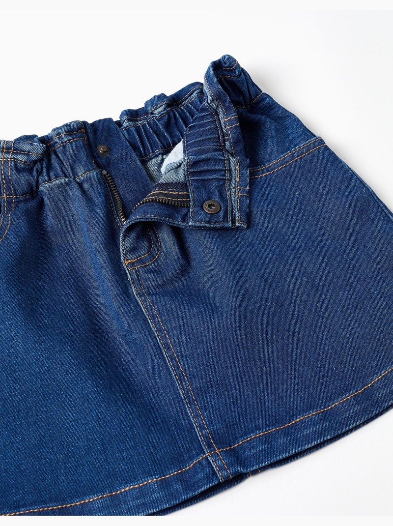 Jupe en jean avec taille paperbag et poches Bleu Bleu - Kiabi