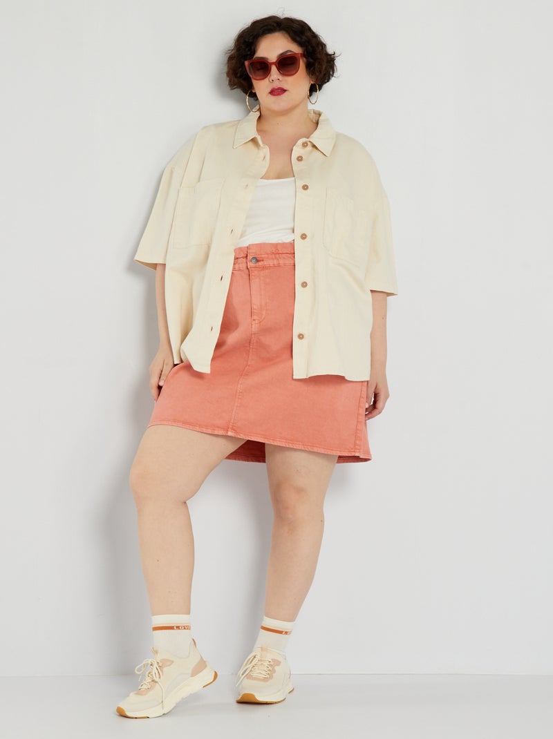 Jupe en jean courte Rose corail - Kiabi