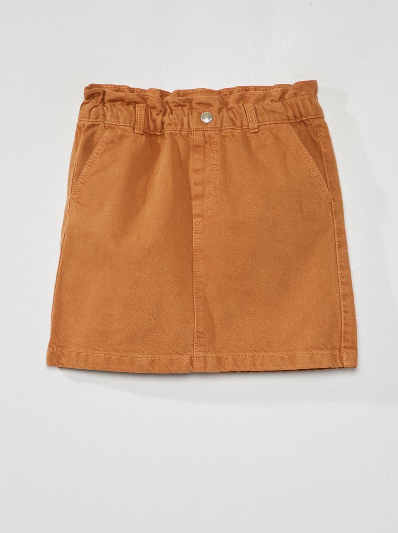 Jupe en jean paper-bag Marron - Kiabi