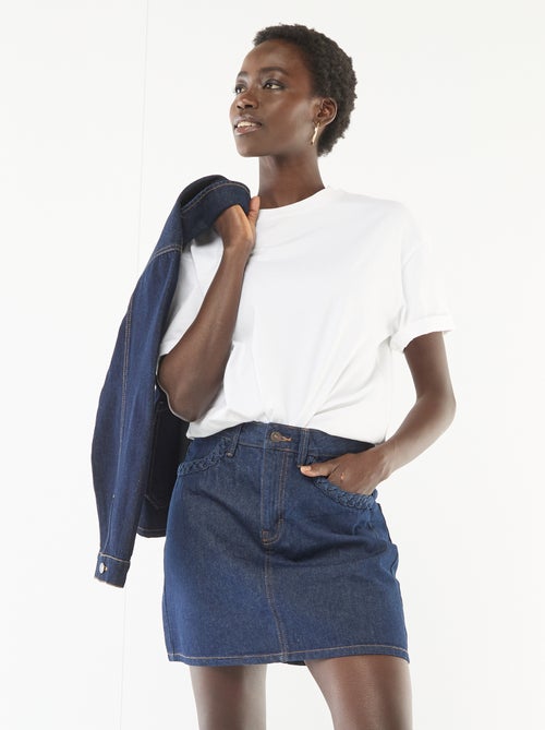 Jupe en jean poches tressées - Kiabi