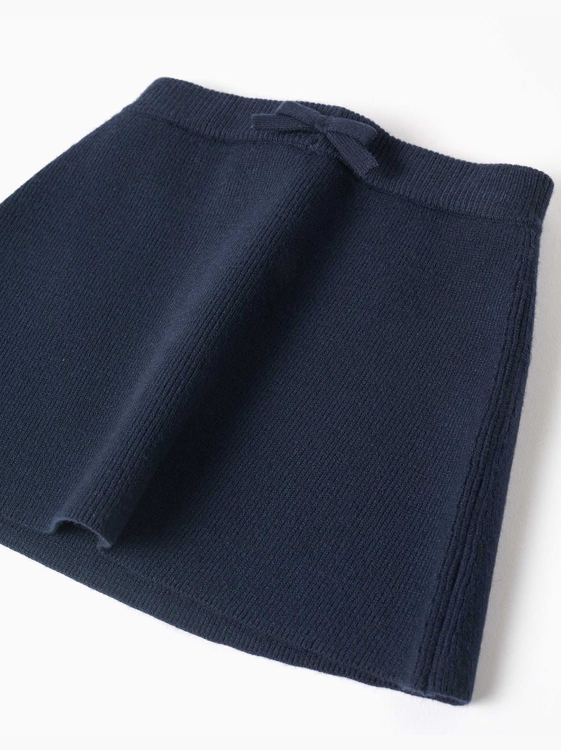 Jupe en maille avec nœud décoratif Bleu foncé - Kiabi