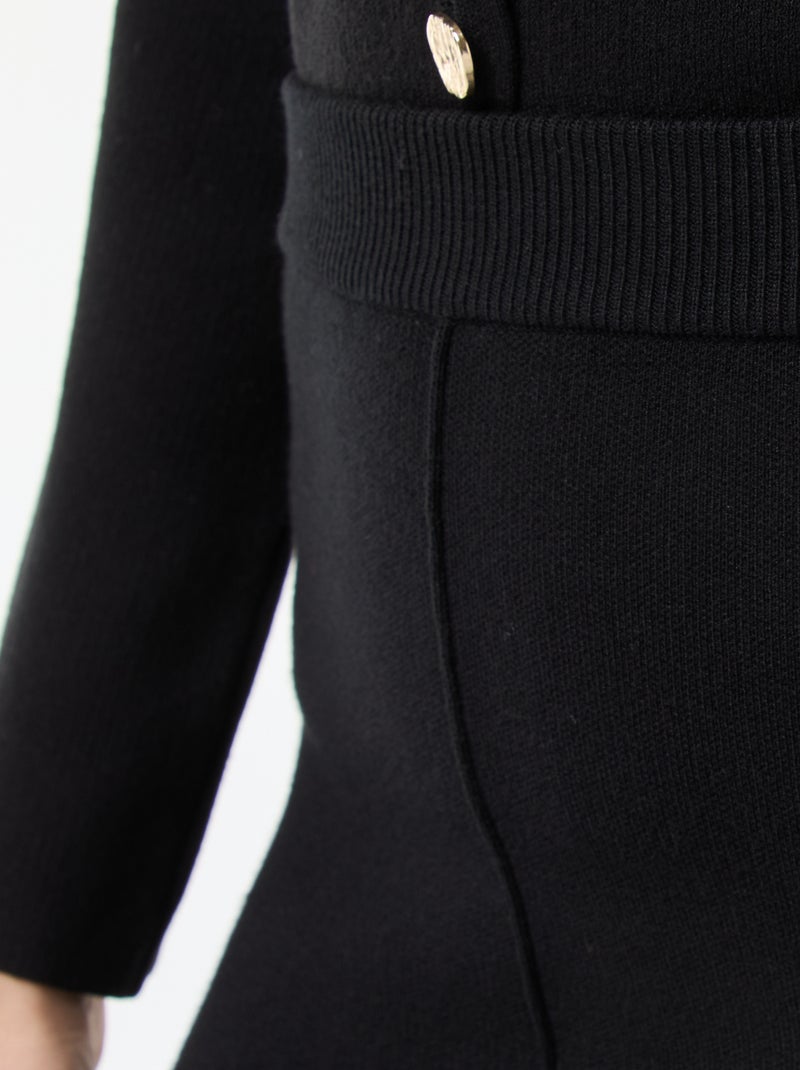 Jupe en maille ottoman unie Noir - Kiabi