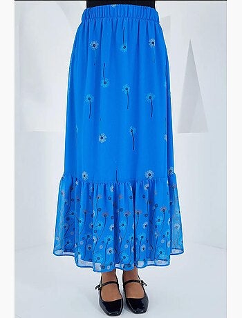 Jupe en mousseline à motifs bleu marine bdart