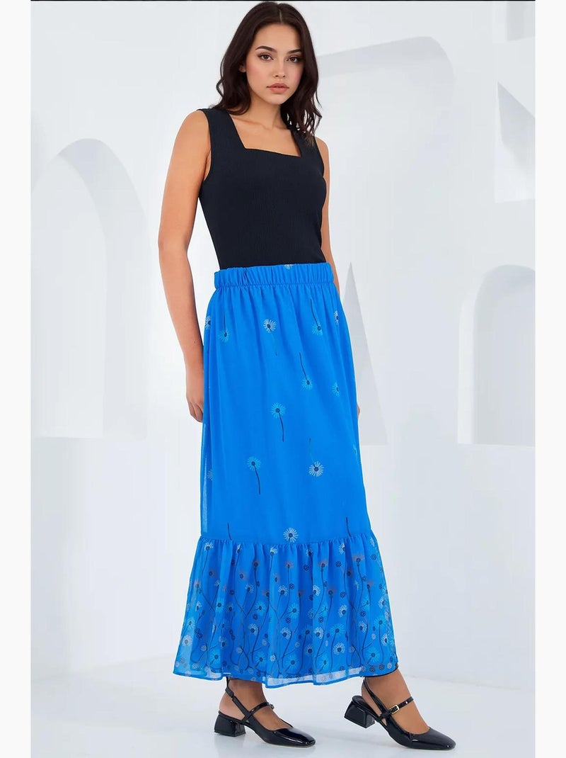 Jupe en mousseline à motifs bleu marine bdart Bleu cobalt - Kiabi