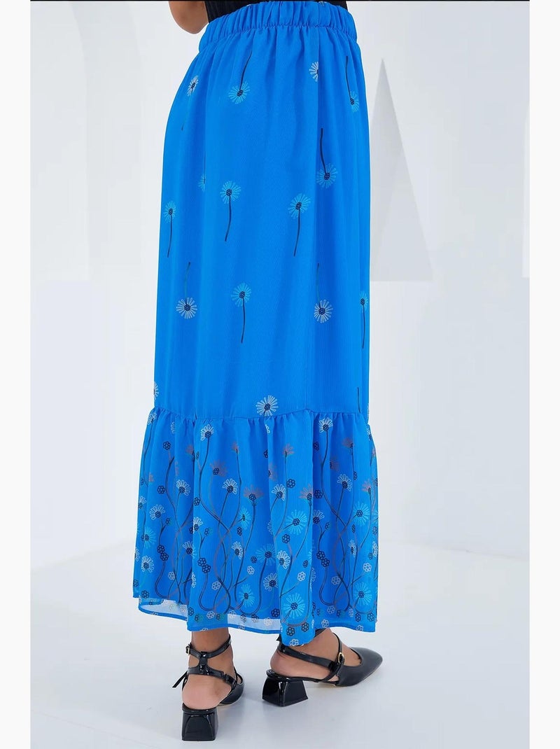 Jupe en mousseline à motifs bleu marine bdart Bleu cobalt - Kiabi